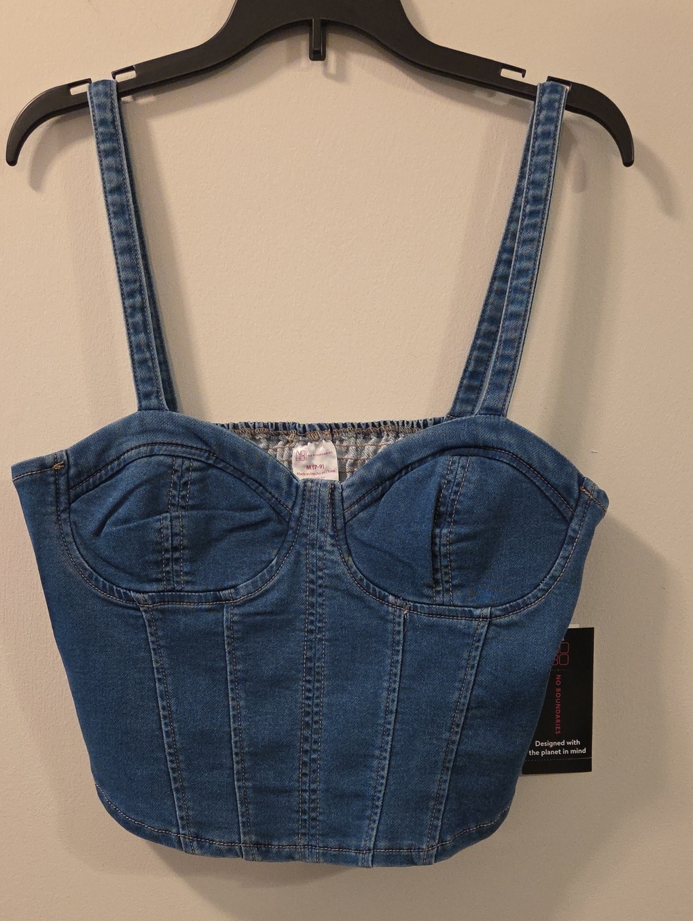 NOBO Denim Bustier Crop Top - Blue